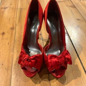 Aldo Women's Red Peep Toe Heels